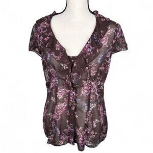Maurices Sheer Floral Ruffle Blouse